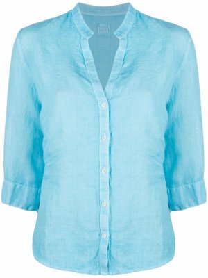Рубашка с вырезом 120% Lino. Цвет: синий