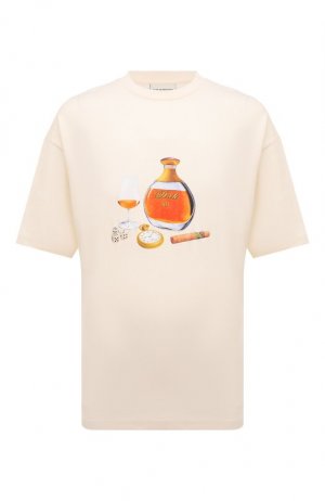Хлопковая футболка Drole De Monsieur. Цвет: кремовый