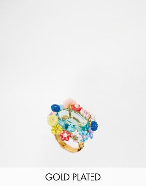 Кольцо с цветочныйм дизаном Les Nereides. Цвет: золотой