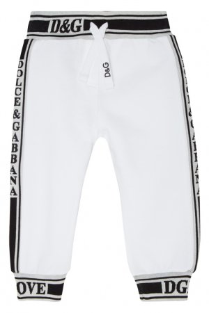 Белые спортивные брюки с отделкой Dolce&Gabbana Children. Цвет: белый