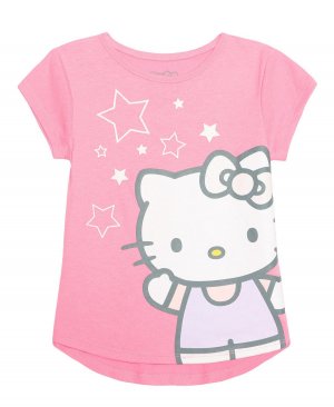 Футболка с короткими рукавами и звездами для маленьких девочек Hello Kitty