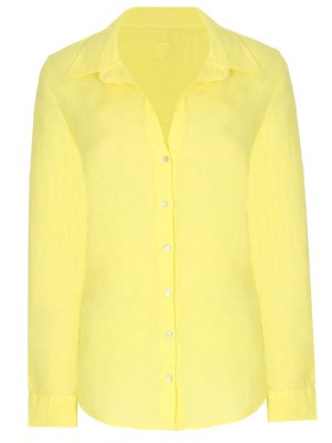 Рубашка льняная 120% LINO. Цвет: желтый