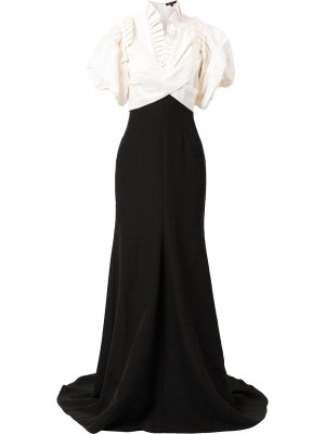 Платье с короткими рукавами и драпировкой Jenny Packham. Цвет: черный