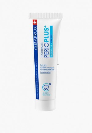 Зубная паста Curaprox 75 мл, Perio Plus Support CHX 0.09% с хлоргексидином. Цвет: белый