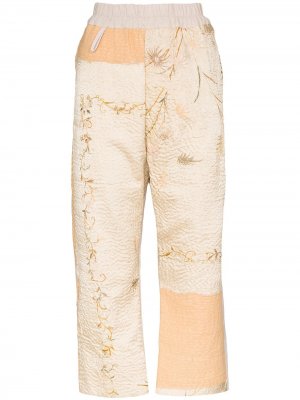 Укороченные брюки Jenny с цветочной вышивкой By Walid. Цвет: нейтральные цвета