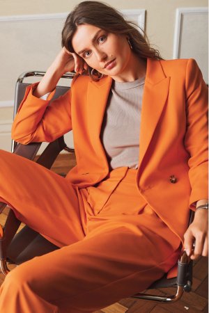 Двубортный пиджак приталенного кроя и фактуры , оранжевый Next