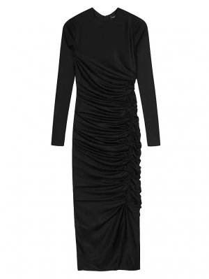 Платье миди из джерси со сборками , черный Versace