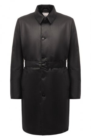 Кожаное пальто Bottega Veneta. Цвет: чёрный