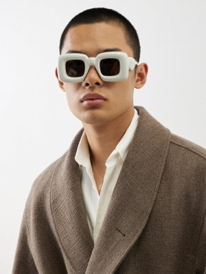 Завышенные квадратные солнцезащитные очки из ацетата, белый Loewe