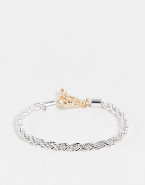 Серебристый браслет-веревочка Chained & Able