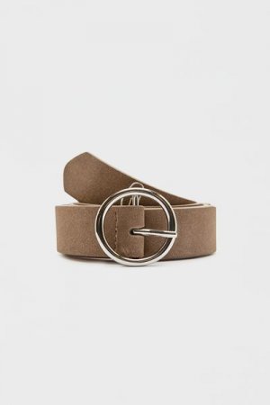 Коричневый ремень с круглой пряжкой PULL&BEAR