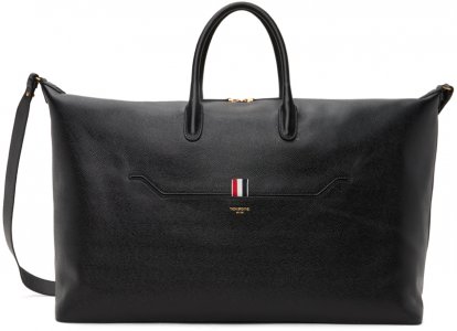 Мягкая спортивная сумка из зернистой кожи черного цвета с галькой , цвет Black Thom Browne