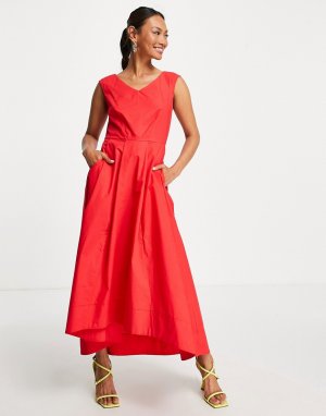 Красное платье мидакси с асимметричным нижним краем -Красный Closet London