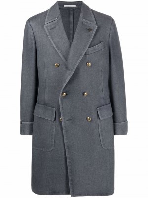 Двубортное пальто длины миди Gabriele Pasini. Цвет: синий