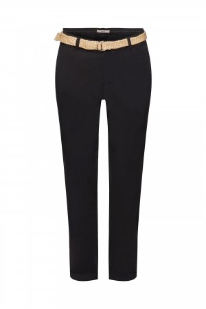 Укороченные брюки-чиносы с поясом, черный Esprit. Цвет: черный