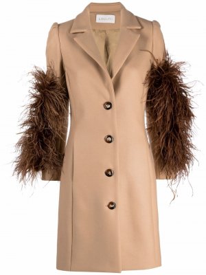 Пальто с перьями Loulou. Цвет: коричневый
