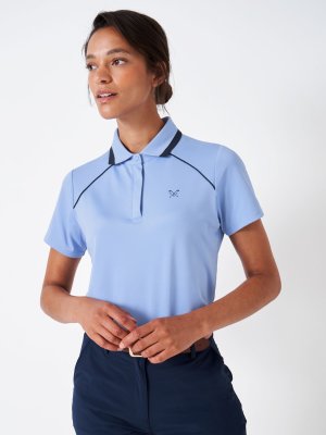 Рубашка-поло для гольфа из хлопка с кантом , светло-синий Crew Clothing