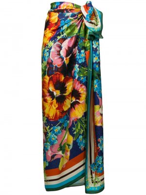 Пляжная юбка-платок Jardin des Fleurs Marlies Dekkers. Цвет: синий