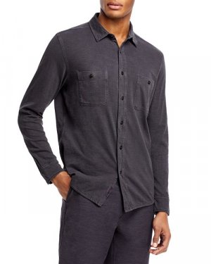 Хлопковая трикотажная рубашка на пуговицах с длинными рукавами и регулярным кроем Seasons , цвет Black Faherty