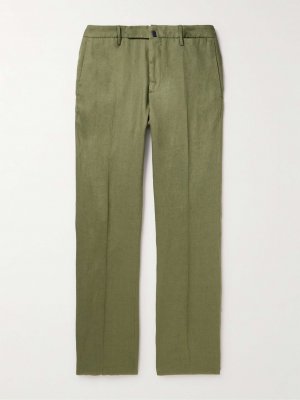 Льняные брюки облегающего кроя Venezia 1951 INCOTEX, зеленый Incotex