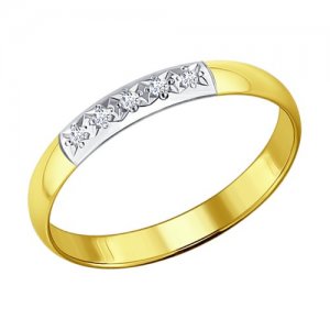Обручальное кольцо из желтого золота с бриллиантами SOKOLOV