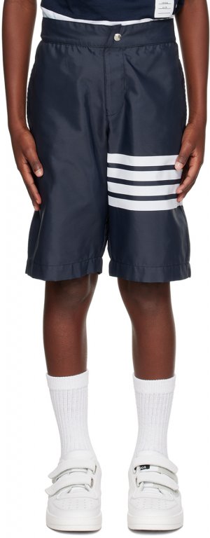 Детские темно-синие шорты для плавания с 4 полосками Thom Browne
