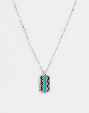 Серебристое ожерелье с подвеской Icon Brand. Цвет: серебряный