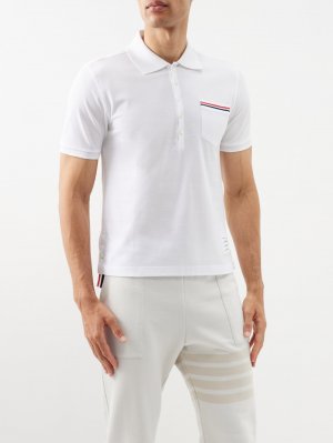 Рубашка-поло из хлопкового пике с накладными карманами , белый Thom Browne