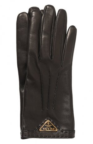 Кожаные перчатки Prada. Цвет: чёрный