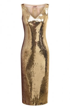 Платье с отделкой пайетками N21. Цвет: золотой