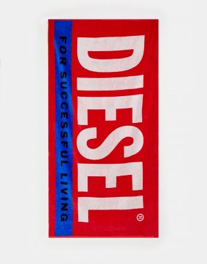 Красное пляжное полотенце с логотипом Diesel. Цвет: красный