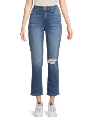 Прямые потертые джинсы до щиколотки с высокой посадкой Joe'S Jeans, цвет Medium Blue Joe's Jeans