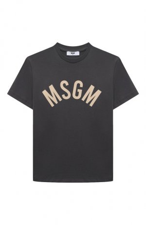 Хлопковая футболка MSGM kids. Цвет: серый