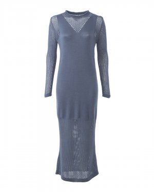 Вязаное платье макси LYNA+. Цвет: серый