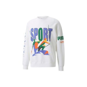 X Butter Goods Colorblock Letter Print Loose Fit Sport Crew Neck Sweatshirt Unisex Tops White 532440-02 Puma