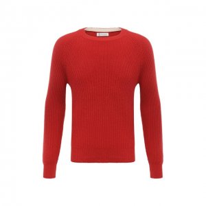 Хлопковый свитер Brunello Cucinelli. Цвет: красный