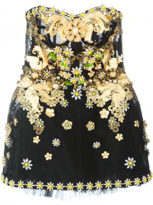 Декорированное короткое платье Dolce & Gabbana. Цвет: чёрный
