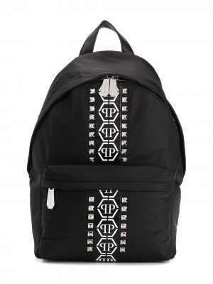 Рюкзак с логотипом и заклепками Philipp Plein Junior. Цвет: черный
