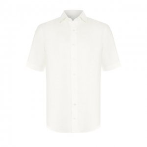 Льняная рубашка с короткими рукавами Zilli. Цвет: белый
