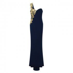 Шелковое платье Marchesa Notte. Цвет: синий