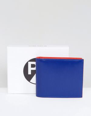 Ярко-синий кожаный бумажник с тиснением PS Paul Smith. Цвет: синий