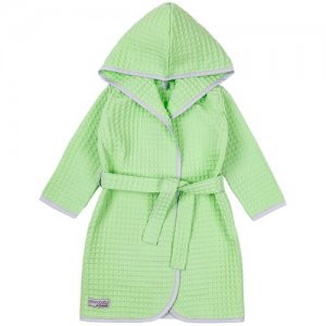 Халат детский с капюшоном WAFFLE, зеленый, размер 110-116 Amarobaby. Цвет: зеленый