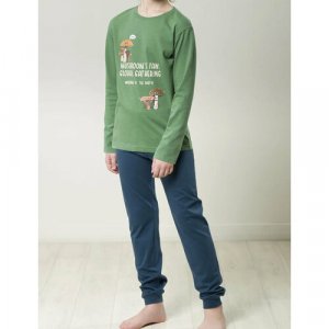 Пижама , джемпер, брюки, размер 6(116), зеленый Pelican. Цвет: зеленый/хаки