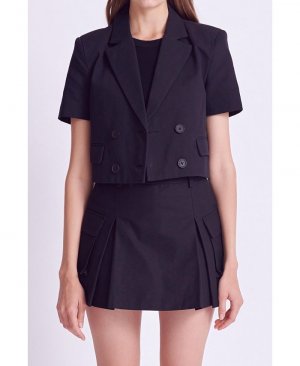 Женский пиджак с коротким рукавом , черный English Factory