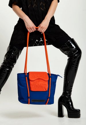 Большая сумка со стеганым логотипом оранжевого и королевского синего цветов , синий House of Holland