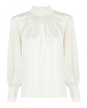 Атласная блуза ACTUALEE. Цвет: белый