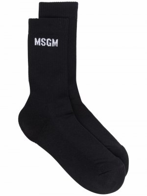 Носки в рубчик с логотипом MSGM. Цвет: черный