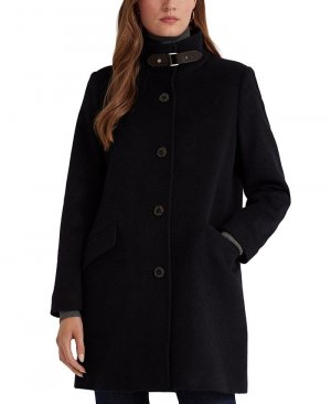 Женское шерстяное пальто с воротником-пряжкой , синий Lauren Ralph