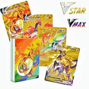 Золотой набор карт Pokemon, черный Vmax Vstar GX Box, серебристый Чаризардов, букв, немецкий, корейский, французский, испанский, коллекционные карты Пикачу POKEMON