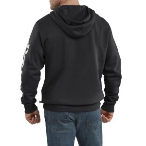 Мужской флисовый пуловер с капюшоном и рукавами логотипом , черный Dickies